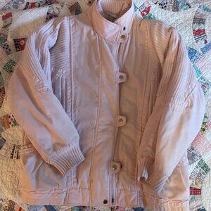 Vintage 80s Light Pink Knit Fun Winter Coat Medium